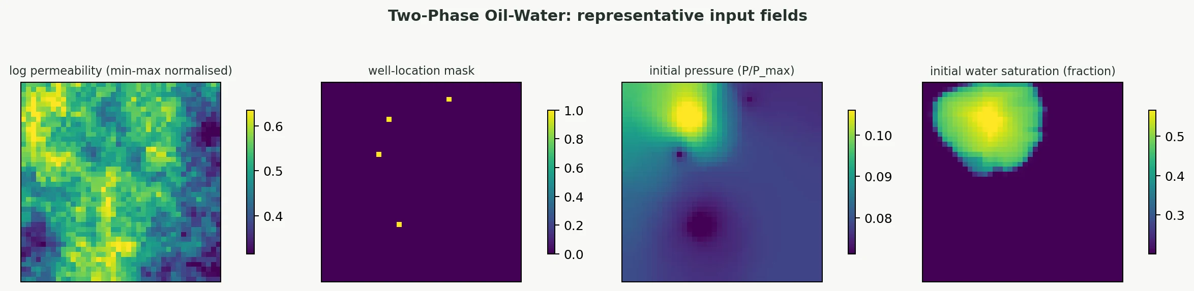 Oil-water saturation case study input fields for Held-out sample B